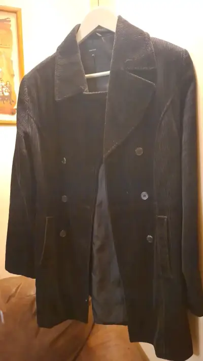Abrigo de pana negro para hombre - miniatura 4