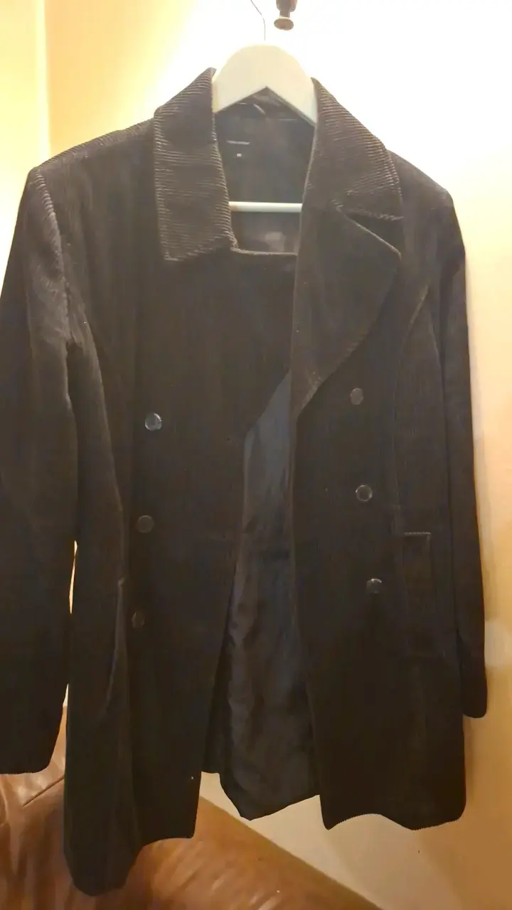 Abrigo de pana negro para hombre - 5