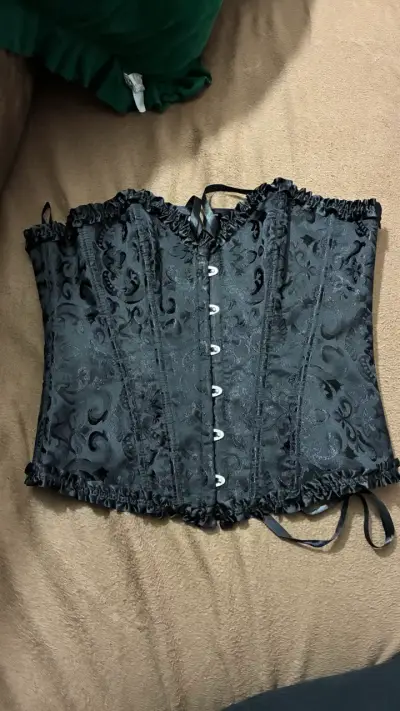 Corset negro con encaje floral - miniatura 1