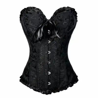 Corset negro con encaje floral - miniatura 5