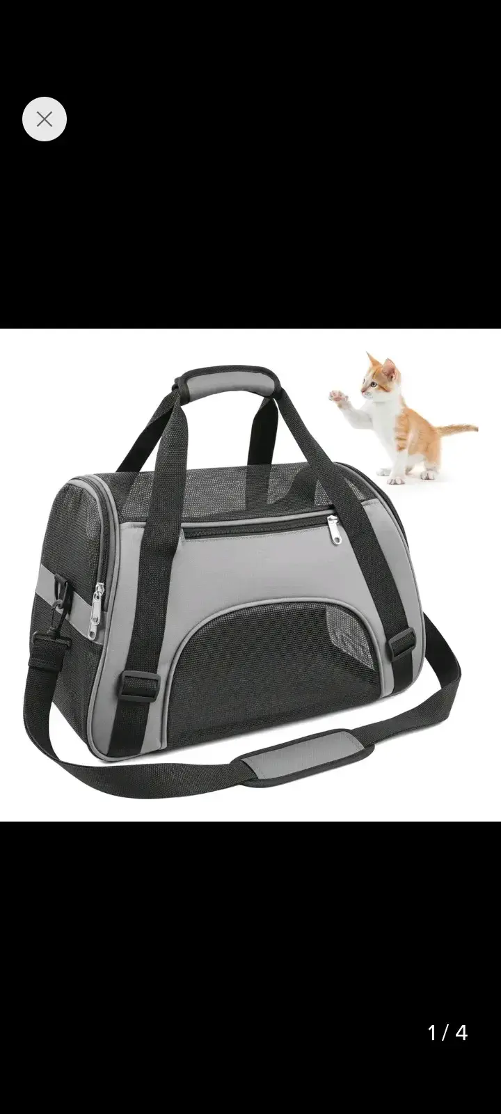 Bolso transportador para mascotas gris y negro - 1