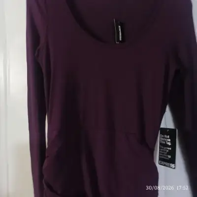 Vestido morado ajustado Express - miniatura 4