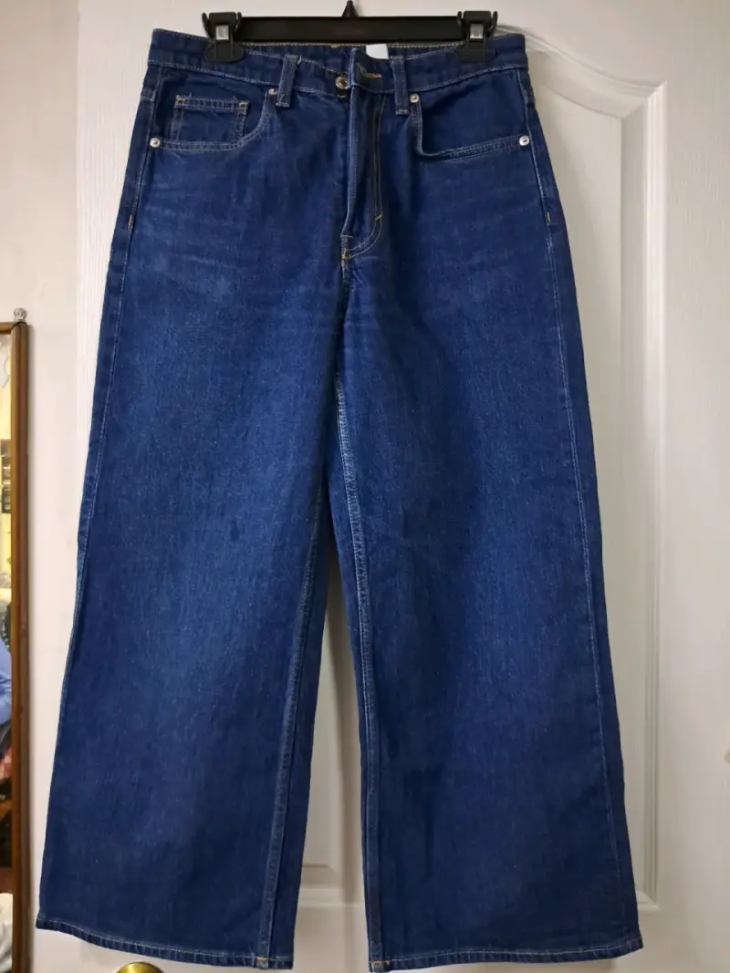 Jeans anchos de tiro alto azul - 1