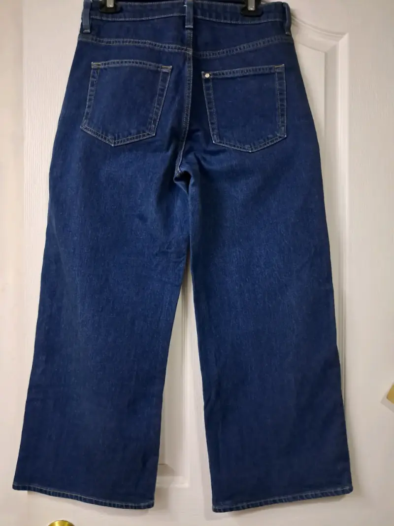 Jeans anchos de tiro alto azul - 3