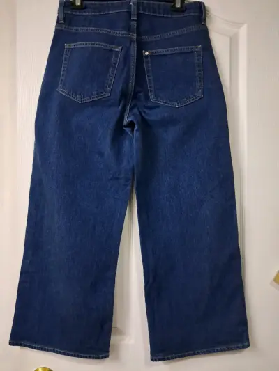 Jeans anchos de tiro alto azul - miniatura 3