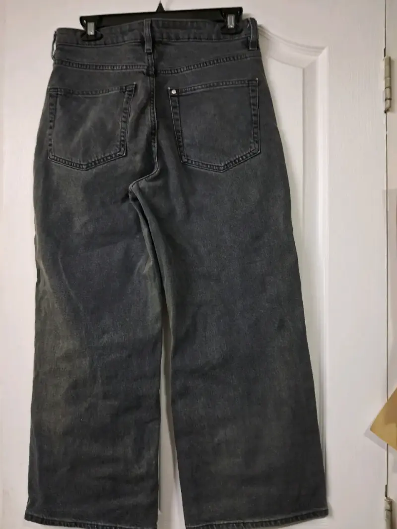 Jeans anchos gris oscuro de tiro alto - 3