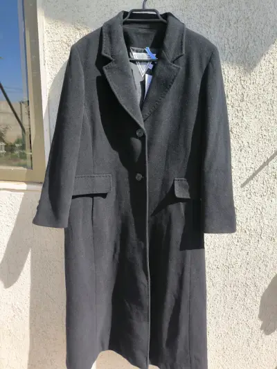 Abrigo largo negro elegante para mujer - miniatura 1