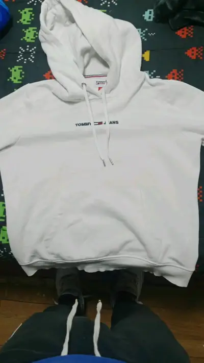 Polerón blanco Tommy Jeans con capucha - miniatura 1