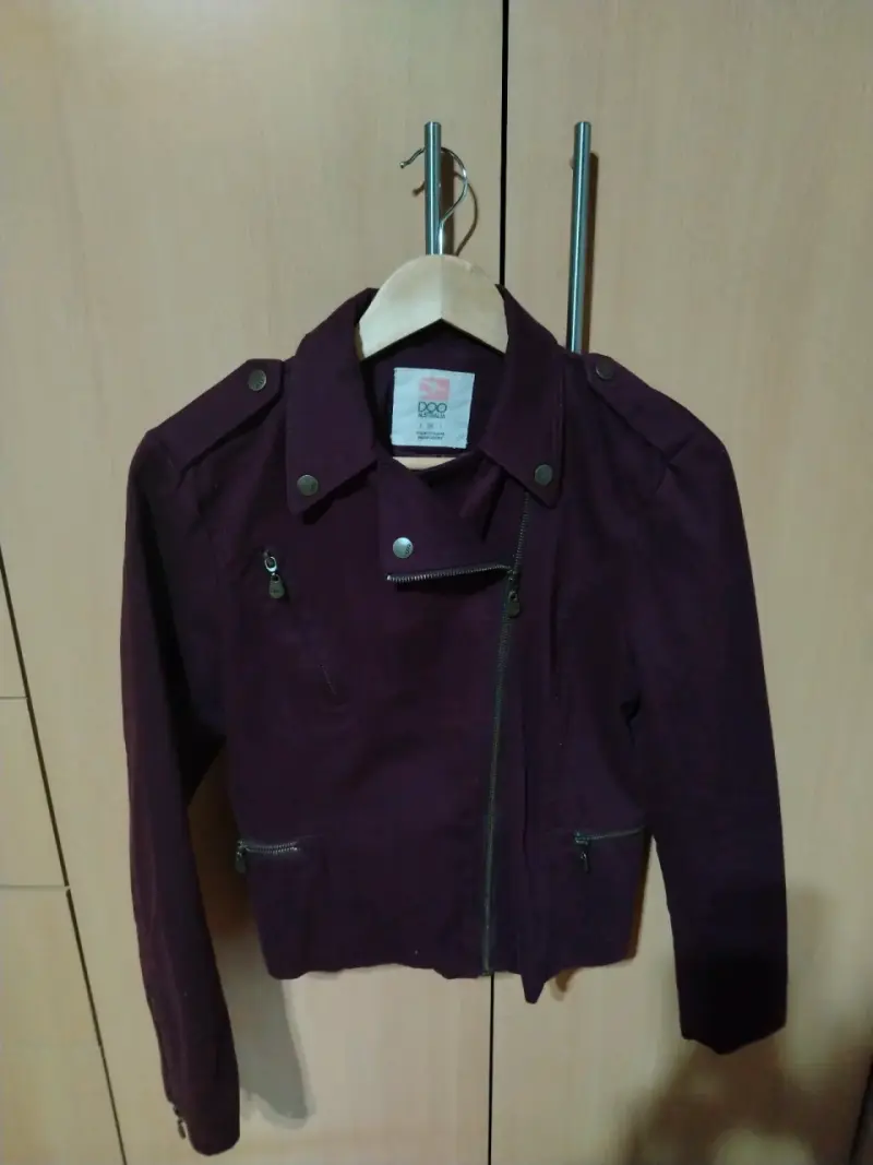 Chaqueta de cuero sintético marrón con cierre - 3