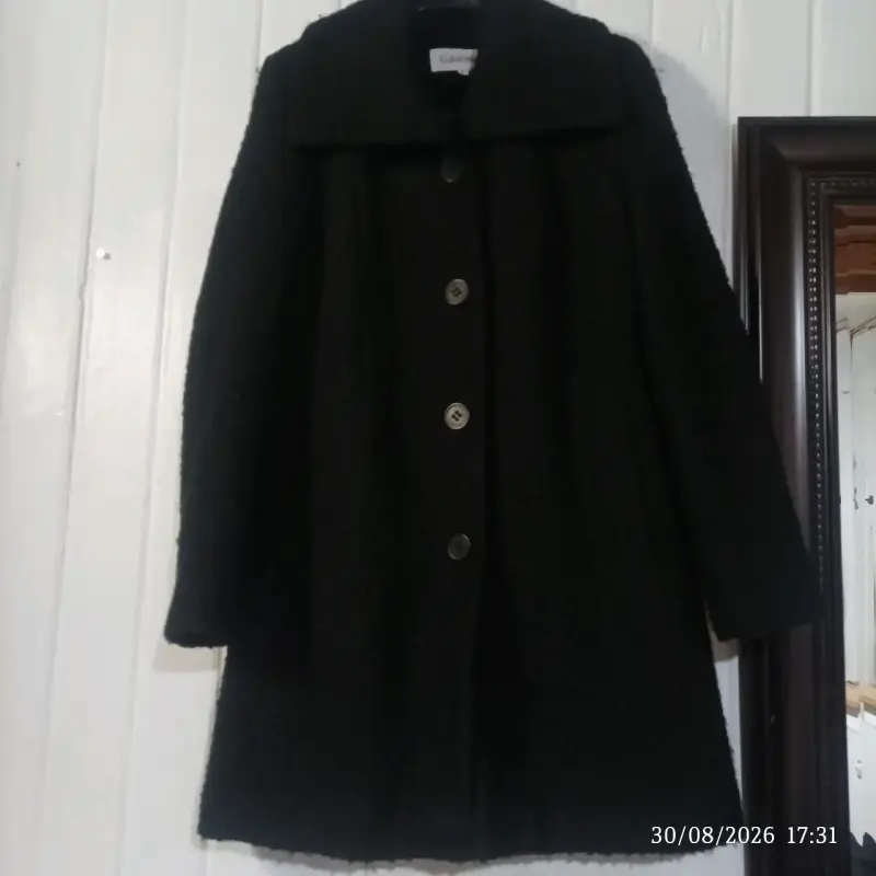 Abrigo negro Calvin Klein de lana - 1