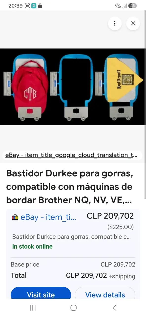 Bastidor Durkee para bordar gorras Brother - 3