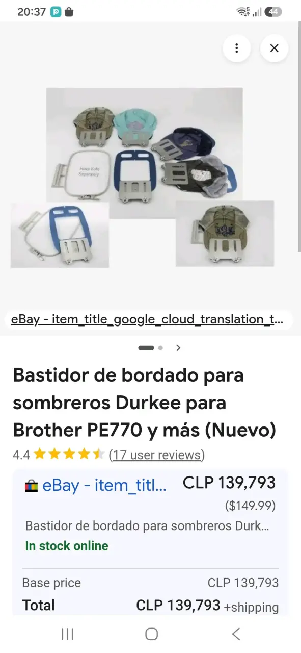 Bastidor Durkee para bordar gorras Brother - 4