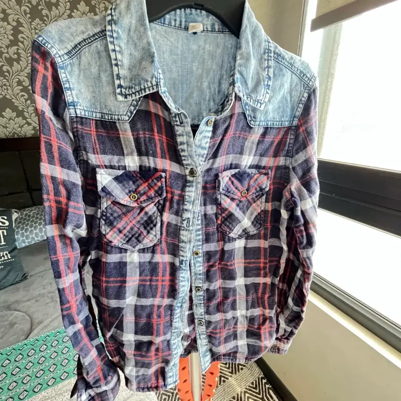 Camisa de franela a cuadros para hombre - 1