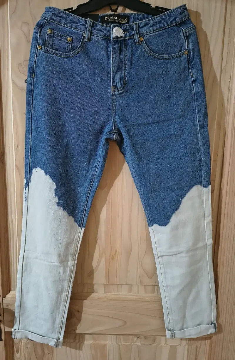Jeans Menina bicolor azul y blanco - 1
