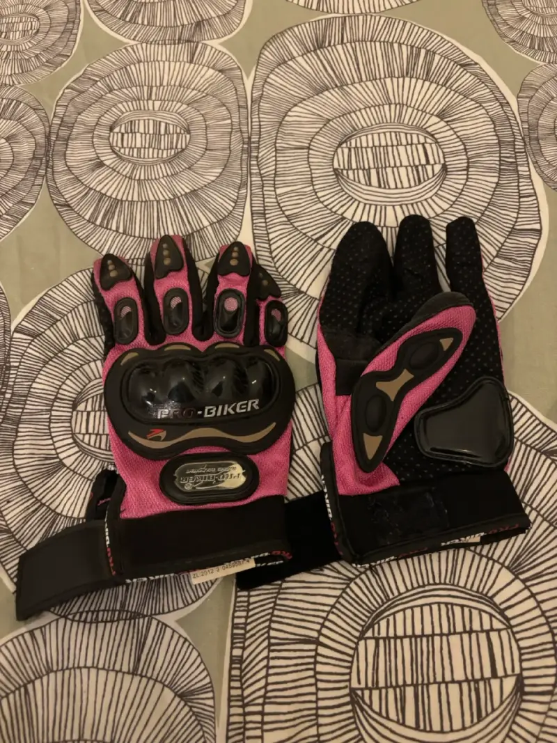 Guantes de moto Pro-Biker rosados con protección - 1