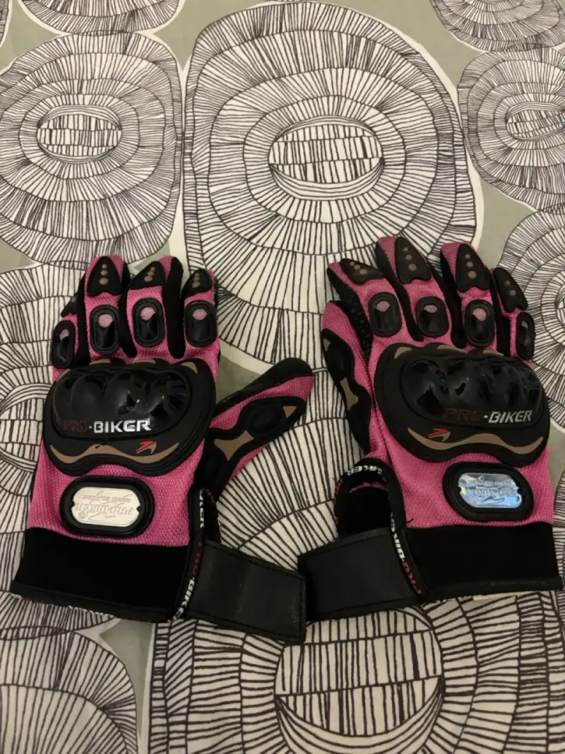 Guantes de moto Pro-Biker rosados con protección - 3
