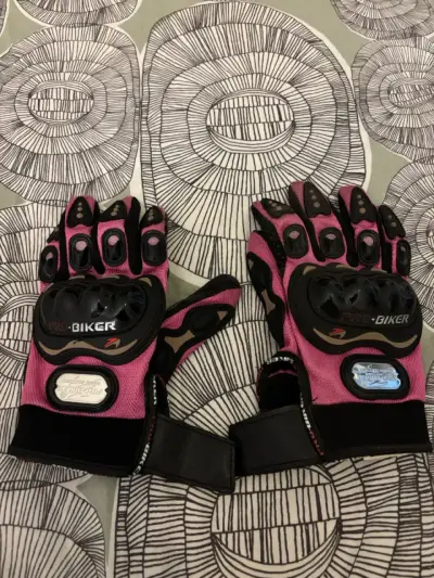 Guantes de moto Pro-Biker rosados con protección - miniatura 3