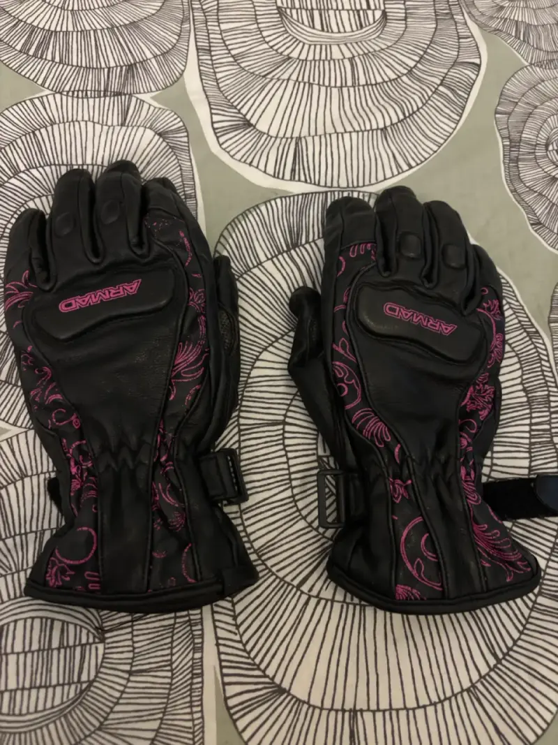 Guantes de moto negros con diseño rosa Armada - 1