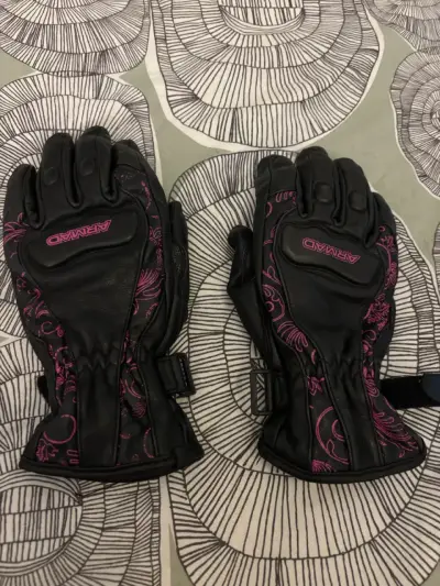 Guantes de moto negros con diseño rosa Armada - miniatura 1