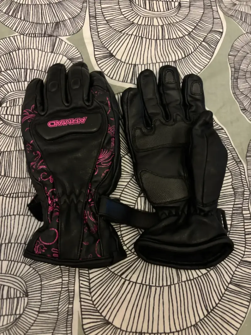 Guantes de moto negros con diseño rosa Armada - 3
