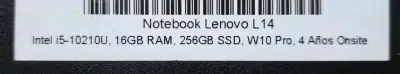 Notebook Lenovo L14 con Intel i5 y 16GB RAM - miniatura 1