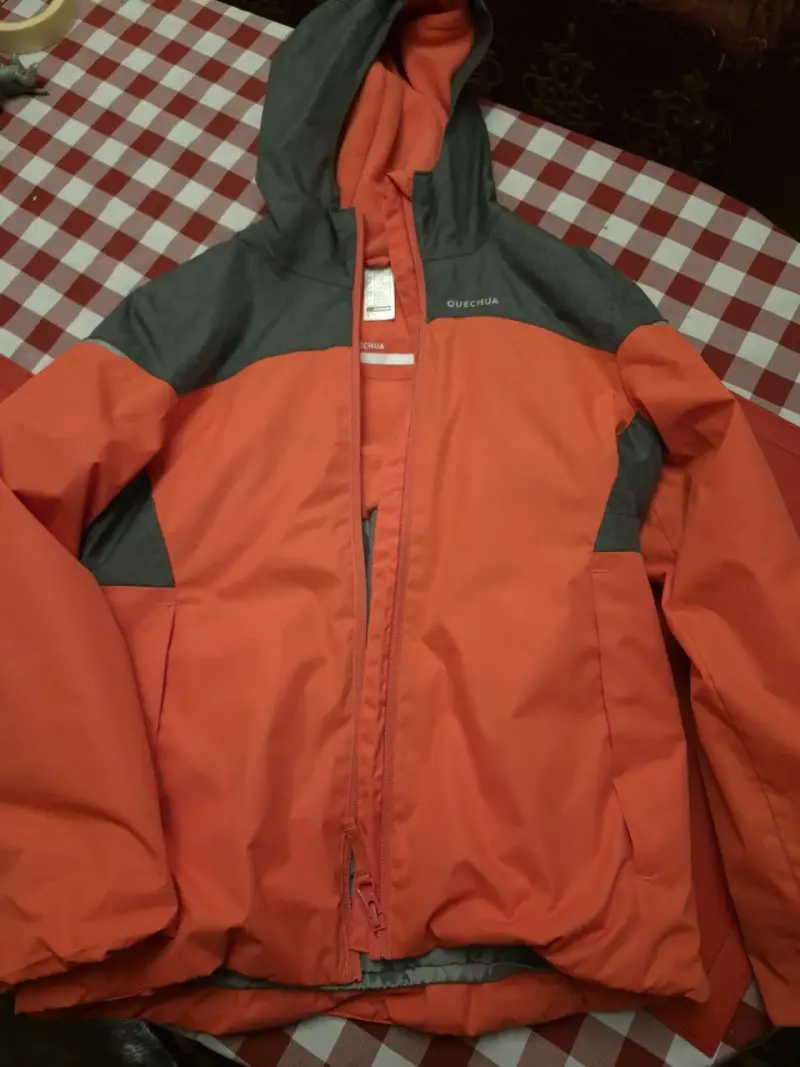 Chaqueta impermeable para niño Quechua naranja y gris - 1