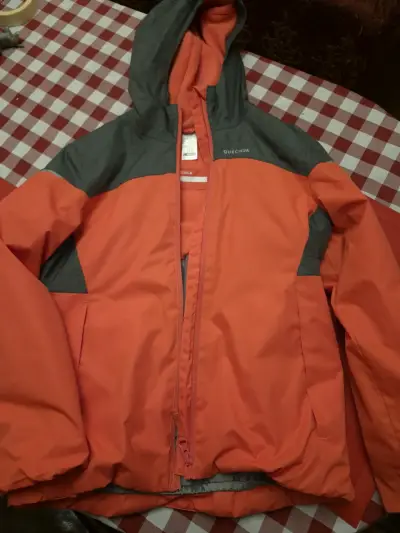 Chaqueta impermeable para niño Quechua naranja y gris - miniatura 1
