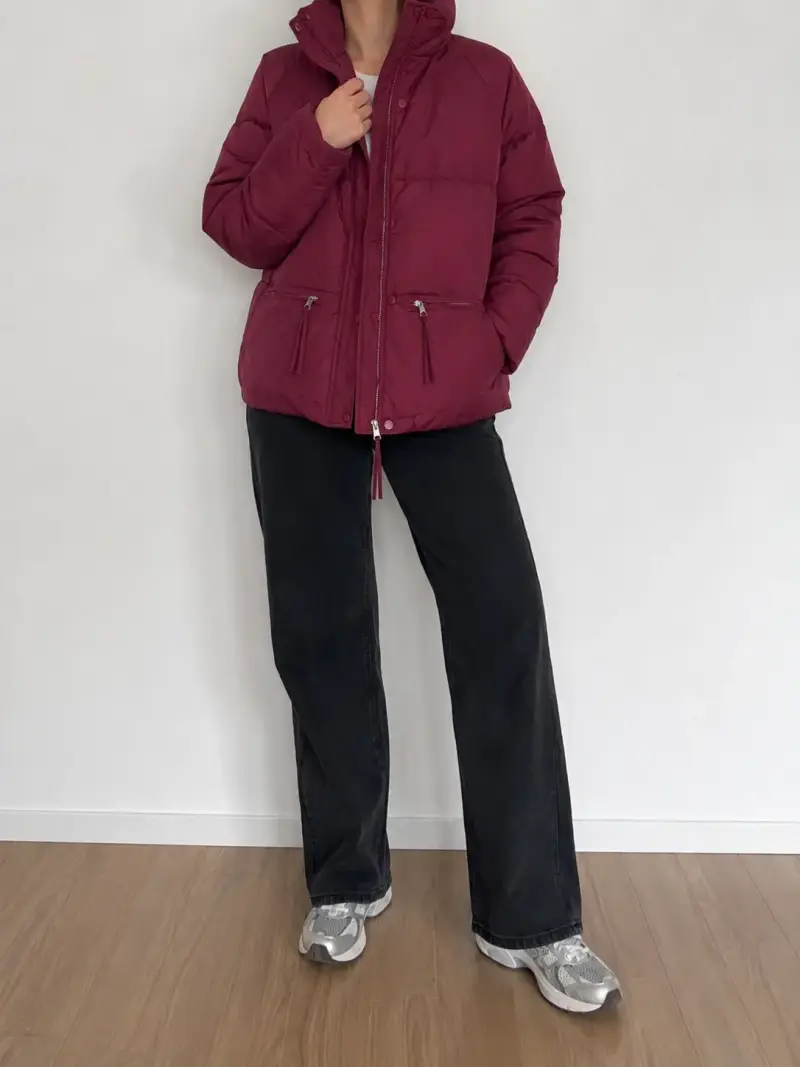 Chaqueta acolchada burdeos para mujer - 2