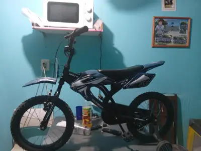 Bicicleta infantil estilo moto azul - miniatura 2
