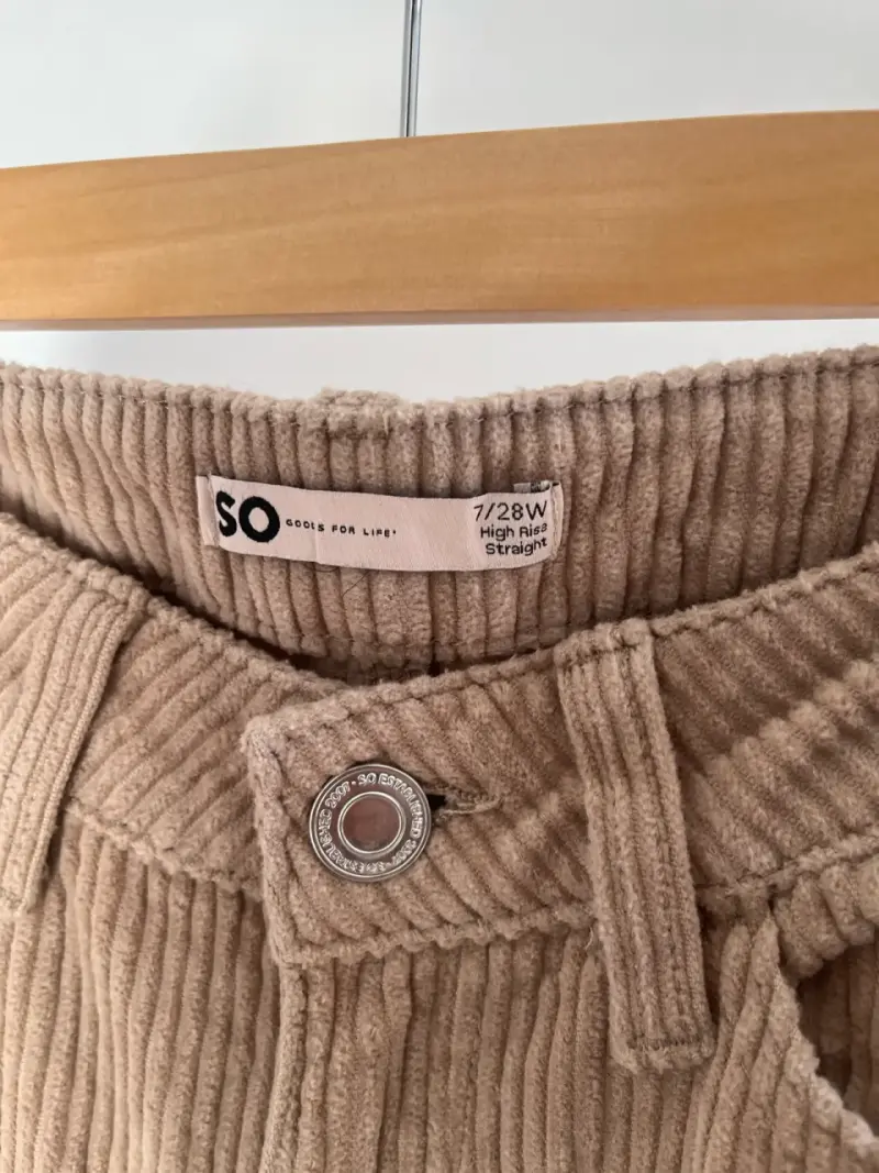 Pantalones de cotele beige para mujer - 2