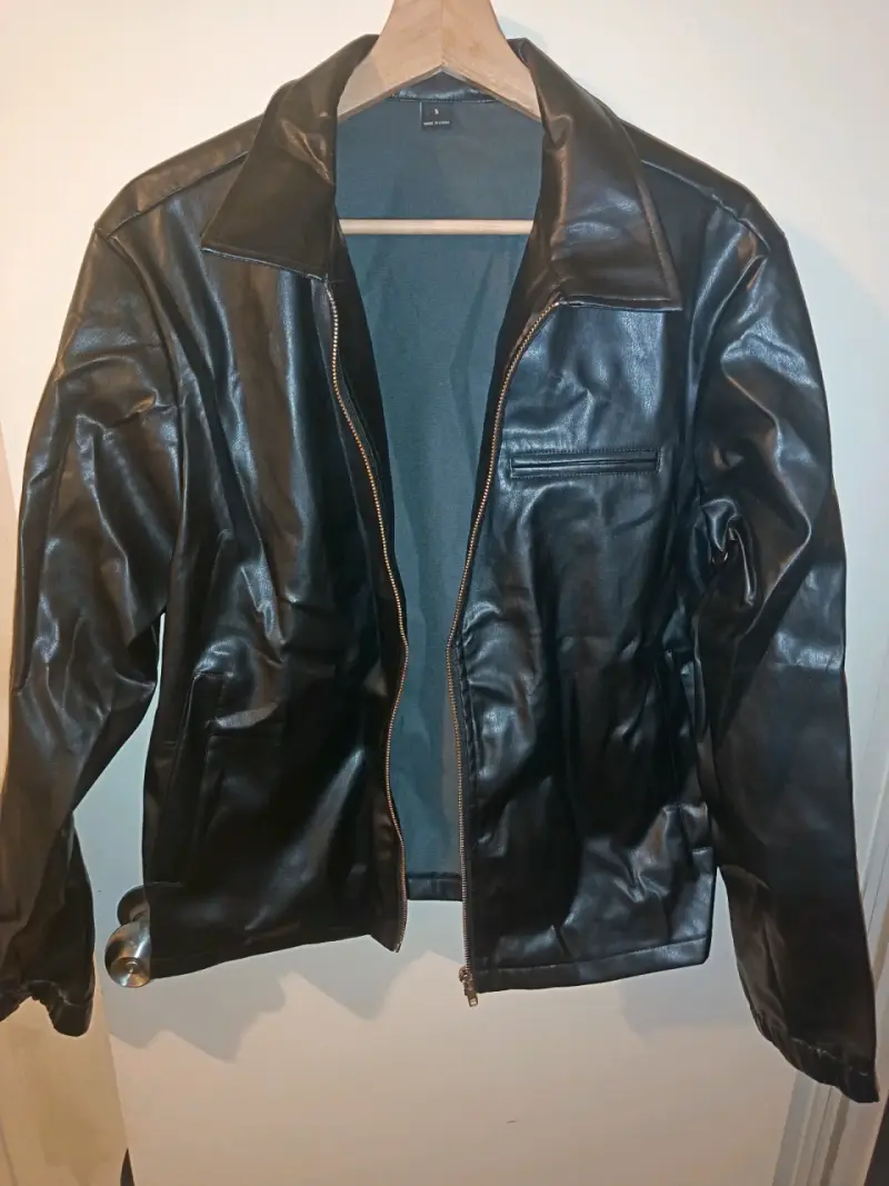 Chaqueta de cuero sintético negra para hombre - 1