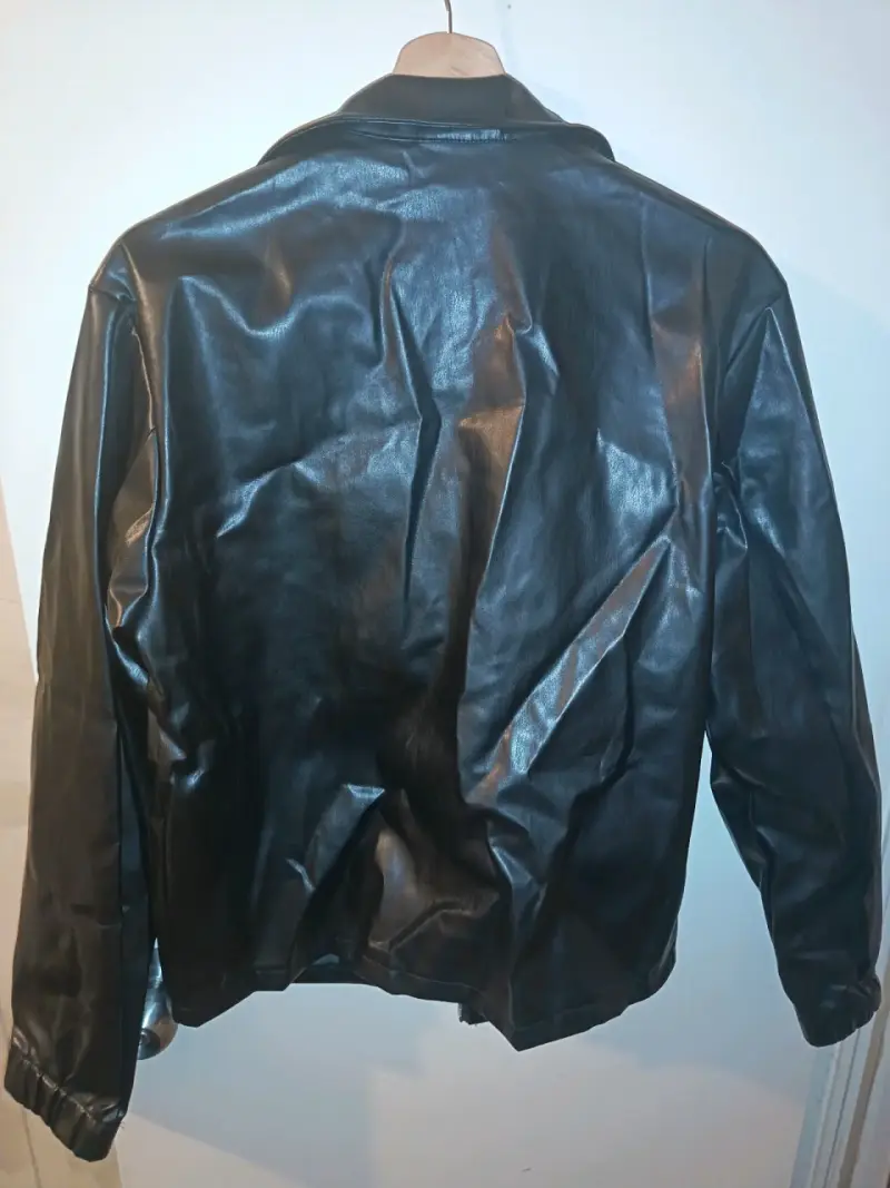 Chaqueta de cuero sintético negra para hombre - 2