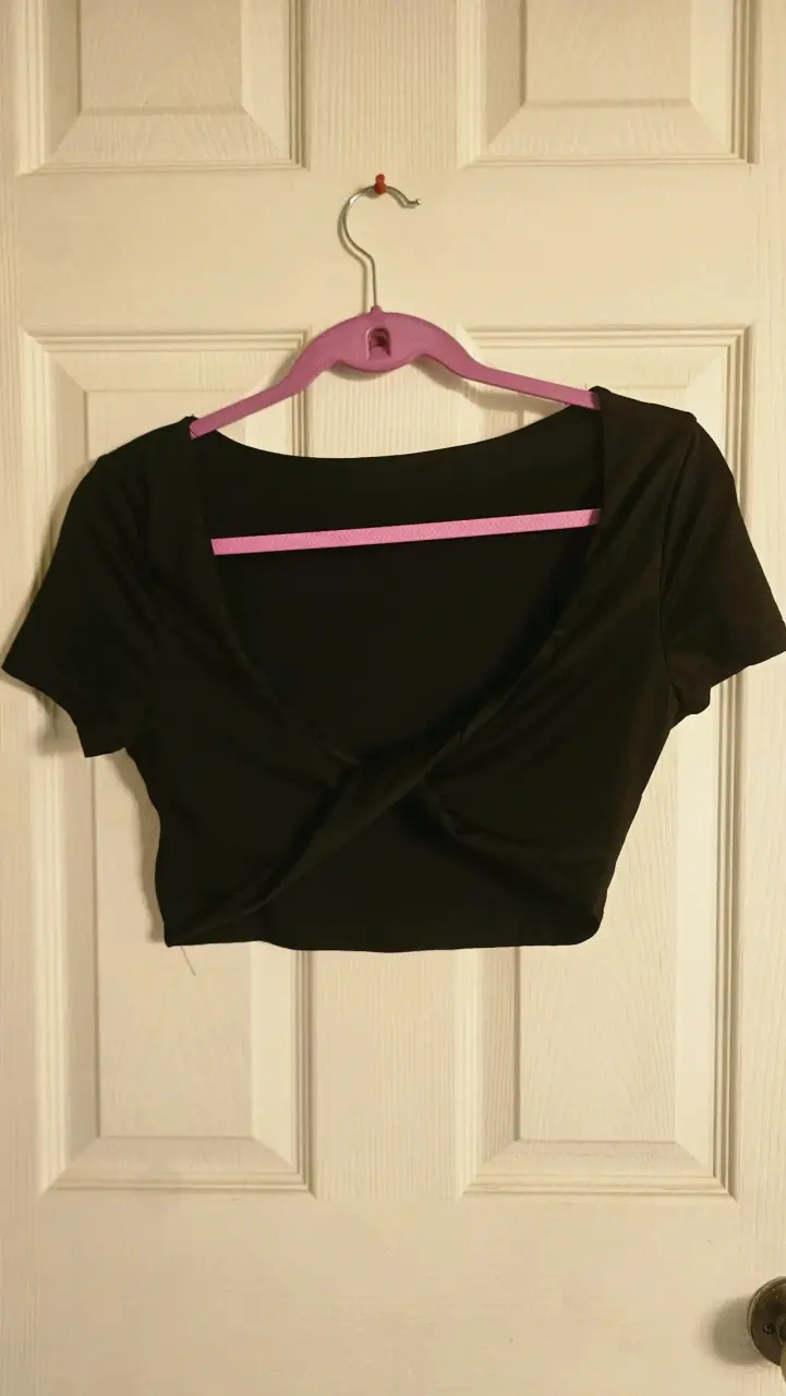 Top corto negro de mujer escote Cruzado espalda - 2