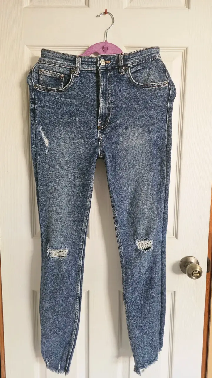 Jeans de mujer desgastados azul zara - 1