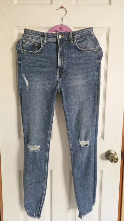 Jeans de mujer desgastados azul zara - miniatura 1