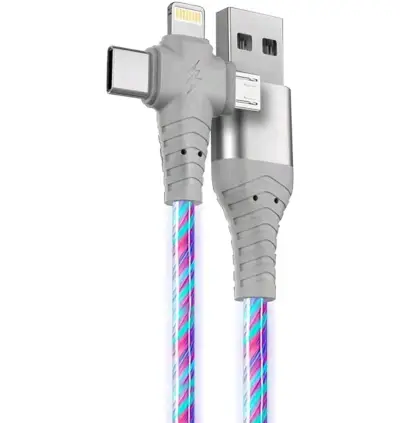 Cable USB con luces LED multicolor 1m - miniatura 2