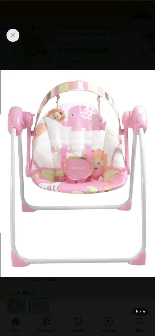 Silla mecedora para bebé Bebesit rosa