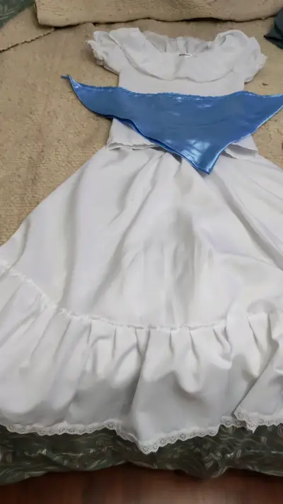 Disfraz de campesina blanca con pañuelo talla azul - miniatura 1