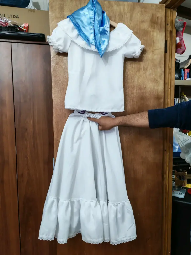 Disfraz de campesina blanca con pañuelo talla azul - 2