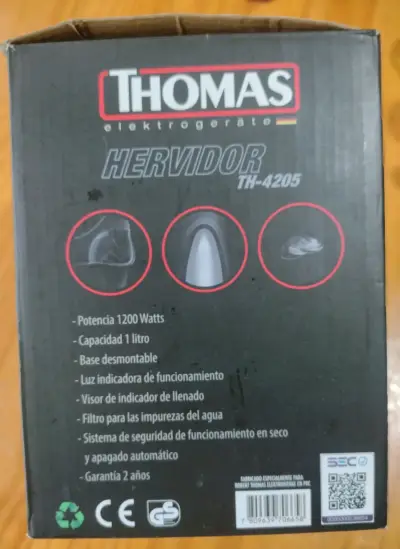 Hervidor eléctrico Thomas 1 litro negro - miniatura 4