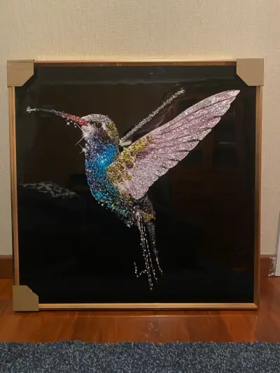 Cuadro decorativo de colibrí con cristales - miniatura 1