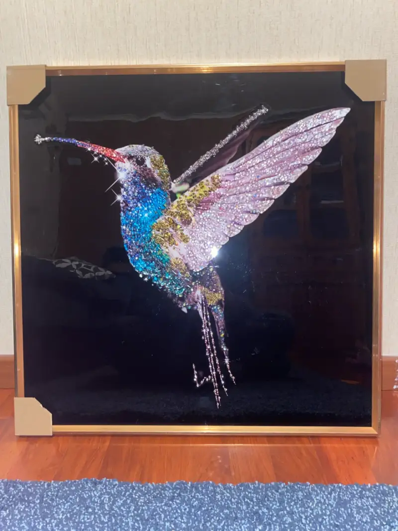 Cuadro decorativo de colibrí con cristales - 2