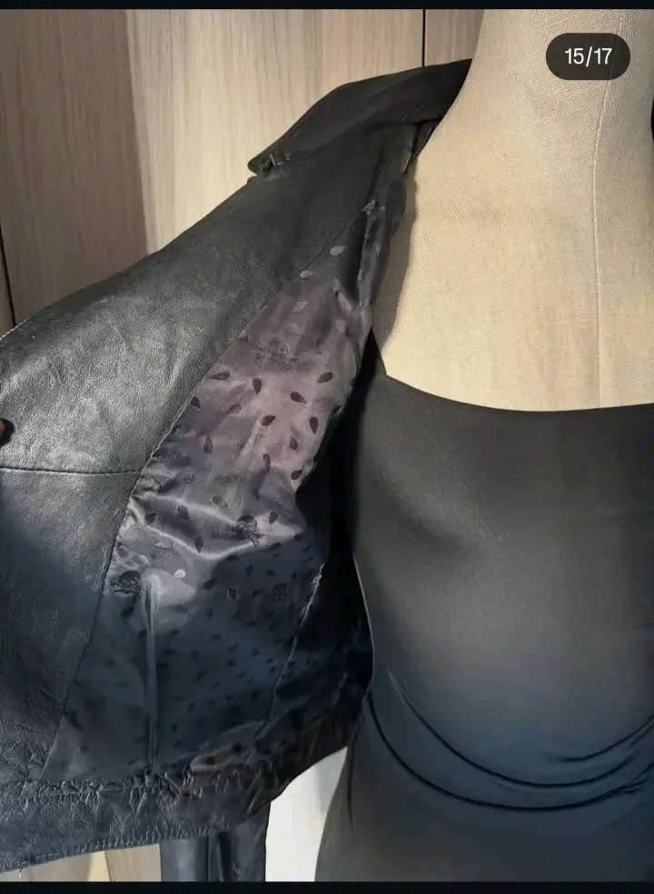Chaqueta de cuero negra estilo biker marca Foster - 4