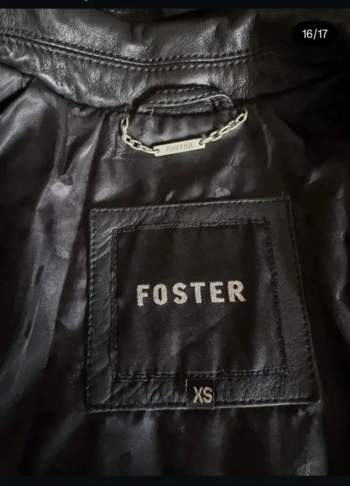 Chaqueta de cuero negra estilo biker marca Foster - 6