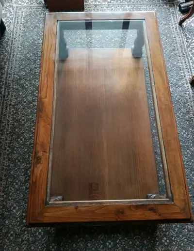 Mesa de Centro de Madera con Vidrio - miniatura 3