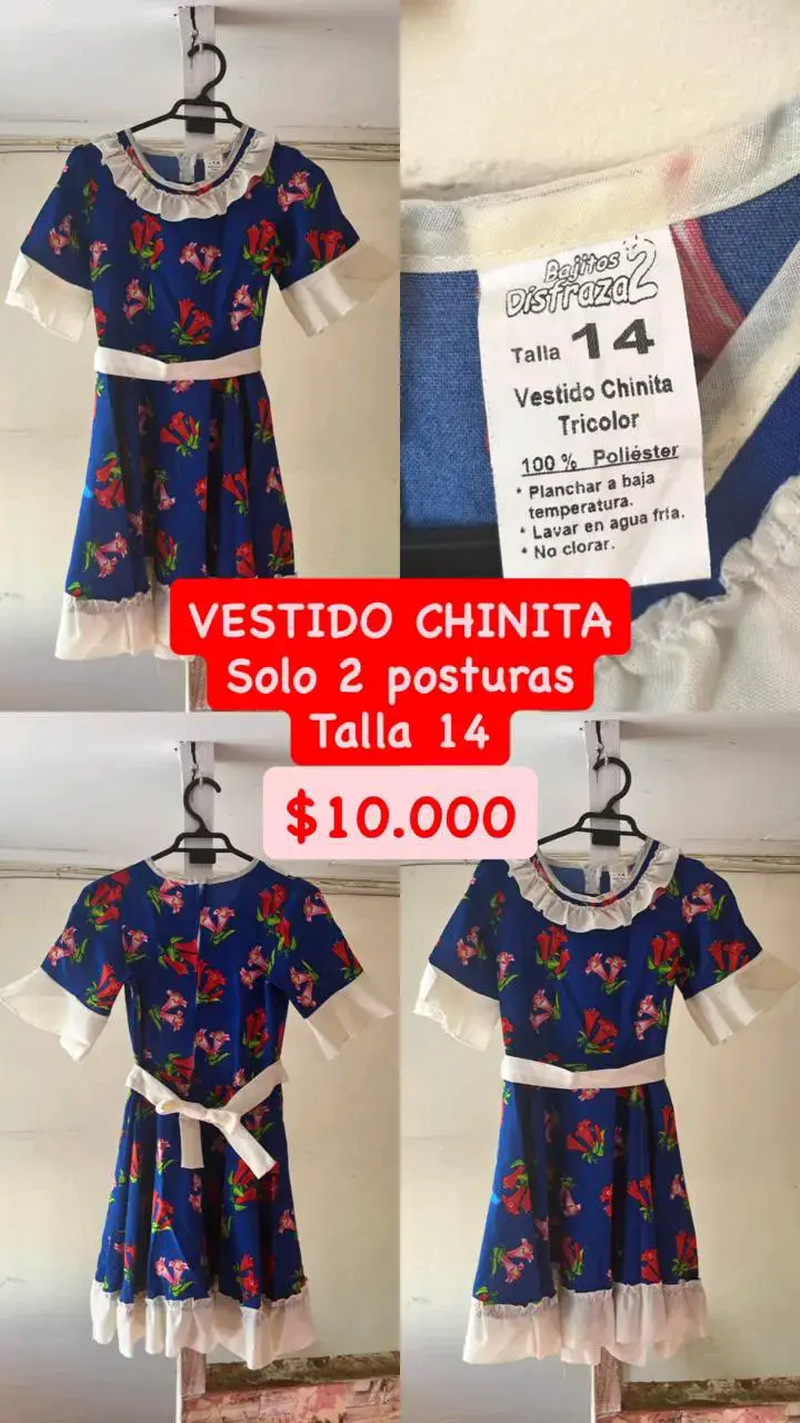Vestido Chinita Tricolor Talla 14