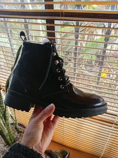 Botines de cuero negro mujer - miniatura 4