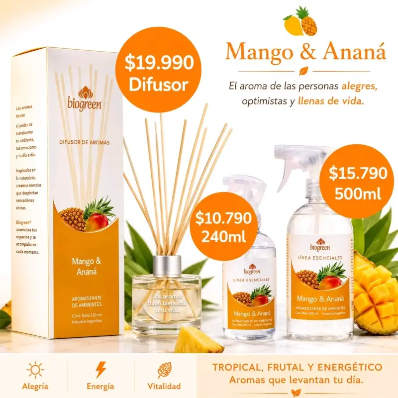 Aromatizante de ambientes Biogreen Mango Ananá 500 ml - 3
