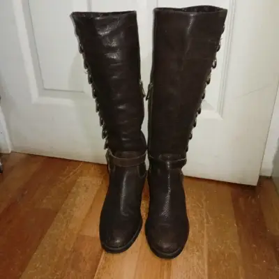 Botas altas de cuero con hebillas, Pollini - miniatura 1