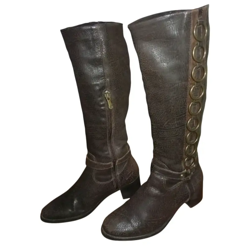 Botas altas de cuero con hebillas, Pollini - 4